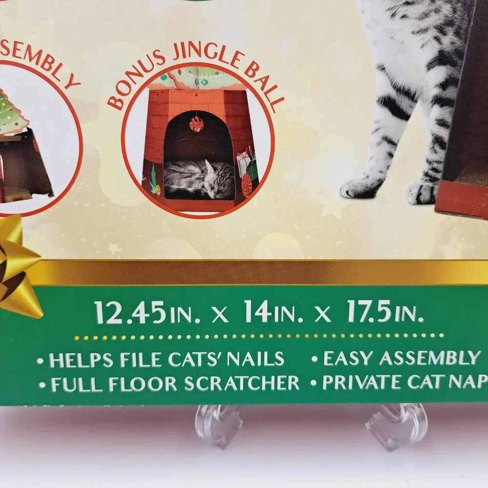 American Cat Club Carboard Scratch Holiday Christmas Tree House Size 12x14x17 in